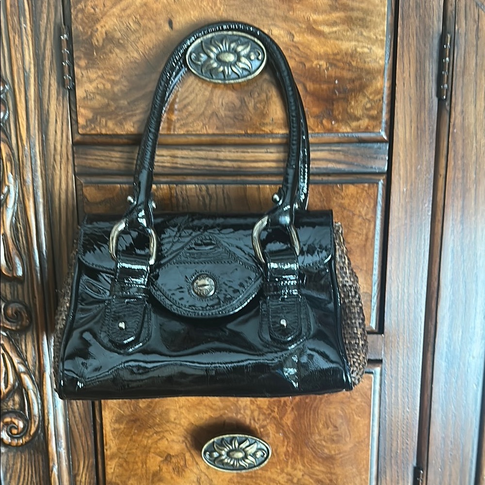 Elegant Black Patent Leather Handbag